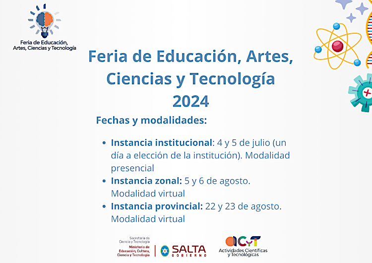 CRONOGRAMA OFICIAL DE LA FERIA DE CIENCIAS Y TECNOLOGÍA 2024 – saltaeducs